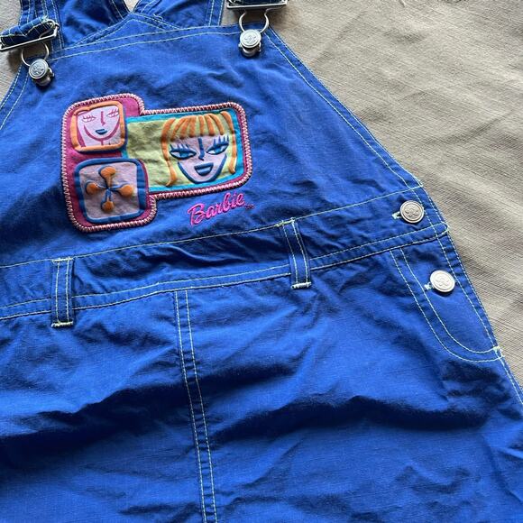 Vintage 1990s 🩷 BARBIE 🩷 Nylon Overall Jumper Dress Girls SZ 10 - Picture 7 of 9